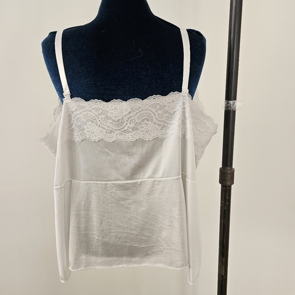 Dixie Belle Vintage Camisole Top Adjustable Straps White Made in USA Nylon 1X 2X - Picture 6 of 12